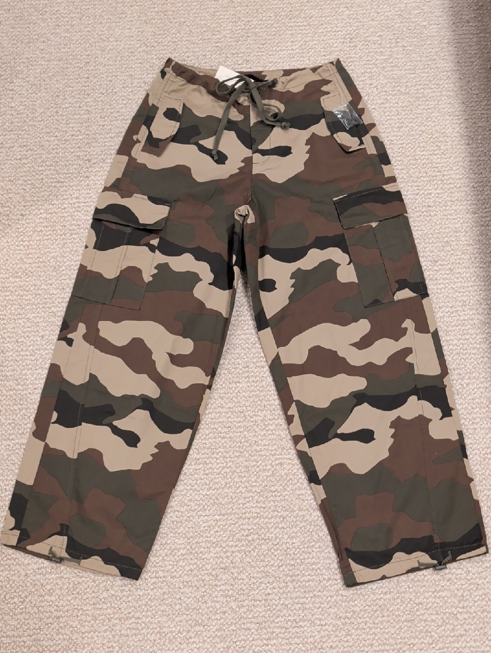 Anthropologie Camouflage Drawstring Pants in Green, Brown, Tan